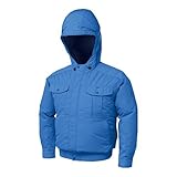 空調服:フード付チタン肩当有NSP空調服(ウェア・ファン2個・ケーブル・電池ボックス) 型式:SNB-101 ブルーL