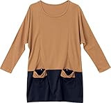 アルゴヴィア バイカラーチュニック産後授乳服 L ベージュ×ネイビー スムース 346130