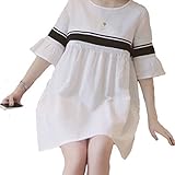 Spinas(スピナス) レディース マタニティ ウェア ワンピース フリル ライン バイカラー チュニック 肩出し半袖 授乳 口 無地 丸首 シンプル 大人 かわいい 夏 ピンク おしゃれ ホワイト