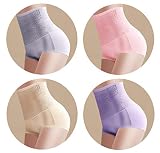 Femaroly産後ブリーフハイウエストシャツ女性4パックコットントリーコントロールパンティグレースキンライトパープルピンクXXL