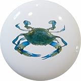 CarolinaハードウェアとDecor 1606 – 2ブルーCrabセラミックキャビネット引き出しノブ