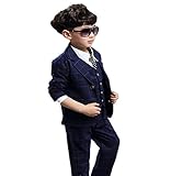 LIONEX 男の子フォーマル キッズ 子供服 ボーイズ tシャツ チェック柄 スーツ 上下ベスト３点セット上下セットアップ ベビー服 110 120 130 140 150サイズ (140, ネイビ