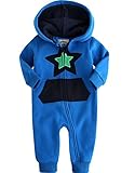 [Vaenait Baby] 6-24ヶ月 ベビー服長袖ロンパース カバーオール 男の子フリース フード付き　 Lighting Star Blue 6-12M