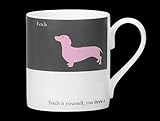 Silhouette Pink Dachshund Dog Bone China Mug. Fetch.. Fetch it yourself - Stoke on Trent, England by