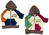 (パンダマニア)PANDA MANIA 【PAMDA MANIA】 パンダマニア フードつき ロールアップパーカー 80cm/90cm/95cm 80 エンジ＆グリーン