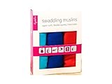 Faye and Lou Cozio Swaddling Muslin Blanket, Navy Blue/Red, 3 Count by Faye and Lou [並行輸入品]