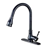 votamuta Traditionalスタイルソリッド真鍮単一ハンドルステンレススチールプルダウンPull Out Sprayer Oil Rubbed Bronze (ブラック)キッチン洗面など、