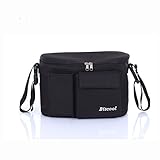 Spinas(スピナス) ベビーカー用バッグ 多機能 小物 収納 バッグ チャック付き蓋 全4色（レッド/ブルー/グレー/ブラック） (ブラック)