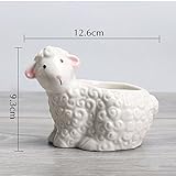 Liebeye 植木鉢 羊形かわいい クリエイティブ セラミック フラワーポット シープシェイプ水耕植物 ホワイトフラワーポット ホワイト 12.6*9.3cm