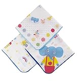 えくぼちゃん(ekubochan) 日本製 ベビー ガーゼハンカチ3枚組 (ピンク・ブルー) ブルー