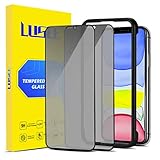 Lusee 2枚付 覗き見防止フィルム iPhone 11 / iPhone XRに適用 プライバシー保護 強化ガラスフィルム「装着ツール付