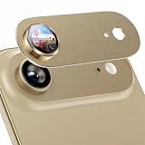 Miomg カメラフィルム iPhone 17 Air 用 カメラ保護 アルミ合金製 + 硬度9H 強化ガラス レンズカバー レンズ保護 カメラカバー 全面保護 耐衝撃 露出オーバー防止 黒縁取り 高透過率 アイフォン17 Air 対応（ライトゴールド）