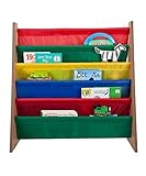 Saganizer 25x26x11-Inch Wooden Frame Book Rack with 5 Colorful Nylon Pockets [並行輸入品]