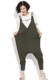 （モダンミス）Mordenmiss カジュアルオーバーオール レディース ゆったり ワイドパンツ サロペット オールインワン グリーン8