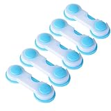 HBF ベビー ガード ストッパー ドアロック ワンタッチ 回転式 引き出し 引き戸 戸棚 いたずら防止 地震対策 (ブルー 5個)