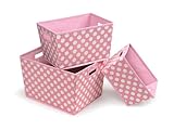 Badger Basket Polka Dot Nesting Trapezoid Shape Folding Baskets, Pink by Badger Basket
