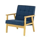 SATO セレノソファ 1人掛けクロス 布ネイビー 肘ナチュラル