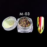 anshinto爪パウダーフレークネイルBlingミラーShimmer Powder Nail Art Glitter Decor One Size ブルー