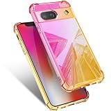 Mnunjiajia 対応 Google Pixel 7A 用の ケース クリア Pixel 7A用のカバー 耐衝撃 薄型 グラデーション 透明 TPUバンパー 薄型 軽量 取り出し易い 全面保護 おしゃれ 擦り傷防止 指紋防止 ストラップホール付き スリム ピクセル 7a プロ カバー ピンク/ゴールド MJJ-1044-89-07