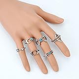 Yosoo 6pcs Fashion Vintage Turkish Arrow Moon Turquoise Joint Knuckle Nail Midi Finger Ring Set [並行輸