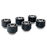 EKWB ek-acf圧縮継手forソフトチューブ、10 / 16 mm ( 3 / 8 " ID、5 / 8 " OD、ブラック、6パック