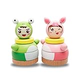 積み木　起き上がり小法師　不倒翁　パズル　プロック　木製　カエルや豚のデザイン　子供　赤ちゃん　ボーイズ　ガールズ　認知力　指先の器用さ　かわいい　だるま