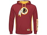 ワシントンレッドスキンズAdult Medium NFL Authentic Passing Game Hoodieフード付きプルオーバースウェットシャツ – マルーン&ゴールド