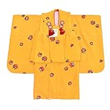 着物ひととき 七五三 3歳 女の子 着物 被布 黄 すず hh4144 中古