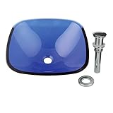 Square Glass Bathroom Vessel Sink Blue Drain In | Renovator's Supply [並行輸入品]