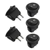 Hommy ロッカースイッチ 5ｘ SPST黒いボタンオン/オフラウンドロッカースイッチAC 6A/250V 10A/125V