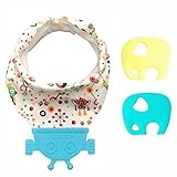 NinkyNonk Bandana Teething Bibs for Drooling and TeethingElephant Silicone Teething Toys Set for Bab