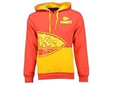 Majestic Kansas City Chiefs大人用Small Coin Toss Hoodieフード付きパーカープルオーバースウェットシャツ – ダブルロゴレッド&ゴールド