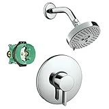 Hansgrohe KS04233-04340PC Raindance S 100 3-Jet Showerhead 2.0GPM Kit with PBV Trim, and Rough in Ch