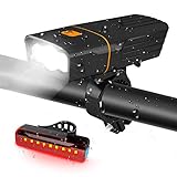 Angeno 自転車 ライト セット LED IPX5防水 800ルーメン 2400mAh 大容量電池 USB充電式 高輝度 自転車用ヘッド