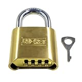nu-set 4370 – 1 4-number組み合わせ南京錠、ソリッド真鍮、2インチ