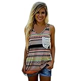 aimtoppy女性のファッションTribe印刷ポケットタンクトップノースリーブトップスゆったりブラウス xl オレンジ AIMTOPPY