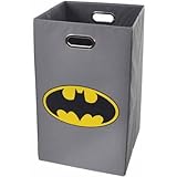 モダンLittlesバットマンロゴ折り畳みランドリーバスケット、グレー