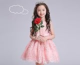 女の子　ドレス　ワンピース　パーティー 　ピアノ発表会　誕生日　衣装　ジュニア　フォーマル　スカート (130, ピンク)