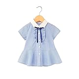ベビー服 女の子 子供服 Pojour ワンピース 夏 カレッジ風ドレス ストライプ ボウ プリンセスドレス 子供ギフト 綿 通気 120cm
