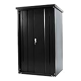 屋外物置 スチール製 家庭用収納庫 鍵付き 黒 幅約935mm×奥行約810mm×高さ約1550mm 倉庫 納屋 物置き スチール物置 スチール収納庫 ガレージ 収納 可動棚 吊り戸 吊戸 吊り扉 上