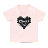 名入れ Tシャツ / ベビーサイズ [BT400] 90cm ライトピンク×ダークグレー柄 出産祝い 誕生日 プレゼント おしゃれな 名前入り ベビー服