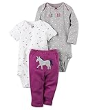 カーターズ carter's 女の子用ADORABLEユニコーンさんボディースーツ2枚xコーデパンツ上下3点セット (18months(78-83cm)) [並行輸入品]