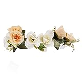 Baosity お洒落　ベビー　ガール　ウェディング　パーティー　フェスティバル　花輪　ヘアバンド　フラワー　ヘッドバンド　全4色 - ベージュ