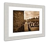 AshleyフレームプリントBank of the River in the City Sunset、壁アートホーム装飾、ag6377800 34" x 40", Silver Frame 63778