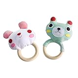 [かわいいウサギとクマ] 2のセット、創造的な赤ちゃん木製のラットのおもちゃ