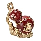 ひょうたん 風水 アイテム 手彩色脚距禁止・寝室 オフィスに適用・赤樹脂製瓢箪像・縁起招福・贈り物・サイズ約24 x 20 x 12cm