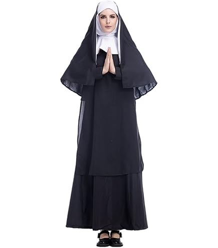 Smiffy's Gothic Nonne Kostüm – Mit Kleid & Kopfstück, Größe L (40-42)