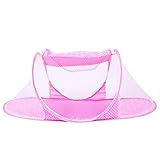 【ノーブランド 品】ベビー用　蚊帳　携帯型　折り畳み式　旅行　ベビーベッド　ワンタッチ　全2色 - ピンク, XXXL