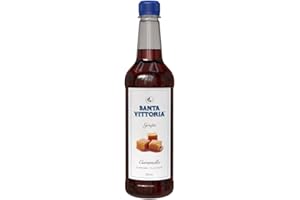 Santa Vittoria Caramel Syrup, 750 ml. Perfect for coffees, desserts, mochas, smoothies, shakes and cocktails.