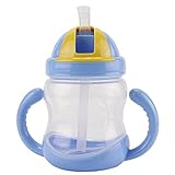 Eonkoo Baby Flip Top Straw Cup Double Handle School Drinking Bottle,9 Ounce (Blue) by kangbaobei